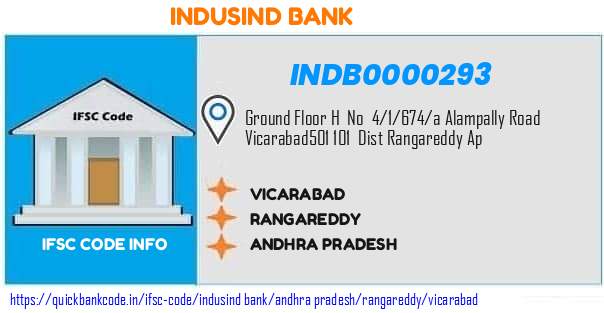 Indusind Bank Vicarabad INDB0000293 IFSC Code