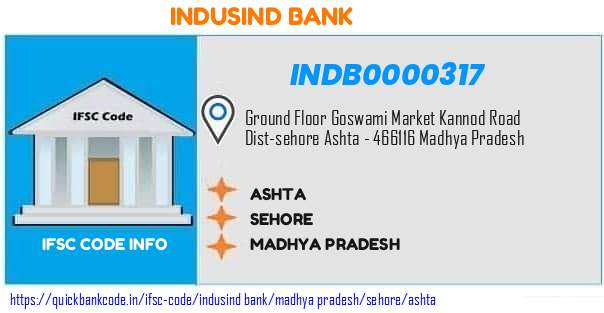 Indusind Bank Ashta INDB0000317 IFSC Code
