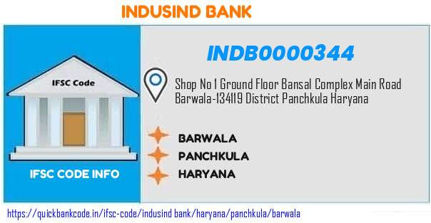 Indusind Bank Barwala INDB0000344 IFSC Code