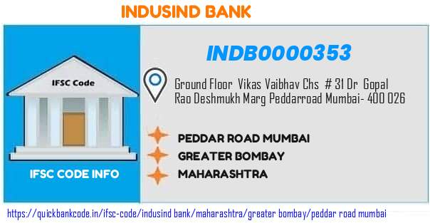 Indusind Bank Peddar Road Mumbai INDB0000353 IFSC Code