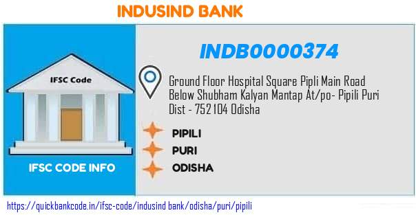 Indusind Bank Pipili INDB0000374 IFSC Code