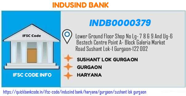 Indusind Bank Sushant Lok Gurgaon INDB0000379 IFSC Code