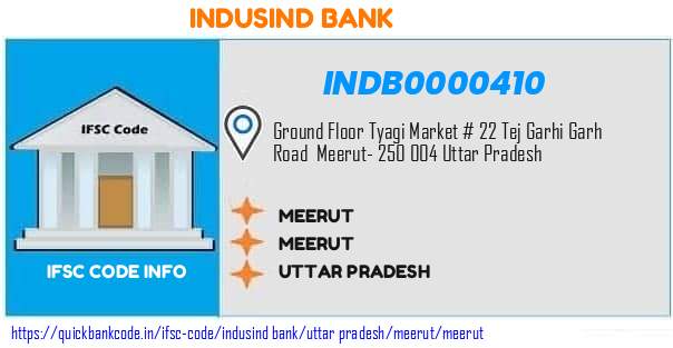 Indusind Bank Meerut INDB0000410 IFSC Code