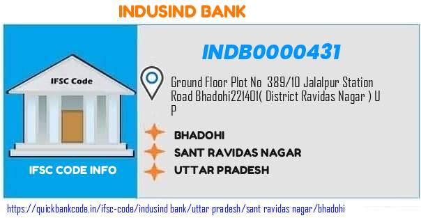 Indusind Bank Bhadohi INDB0000431 IFSC Code