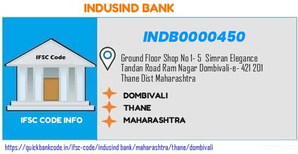Indusind Bank Dombivali INDB0000450 IFSC Code