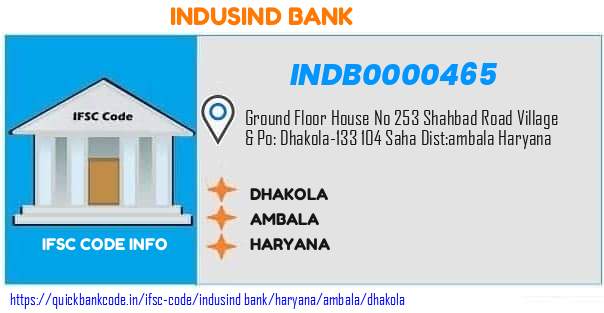 Indusind Bank Dhakola INDB0000465 IFSC Code