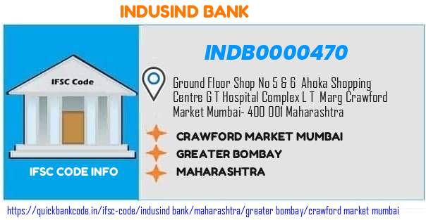 Indusind Bank Crawford Market Mumbai INDB0000470 IFSC Code