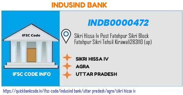 Indusind Bank Sikri Hissa Iv INDB0000472 IFSC Code