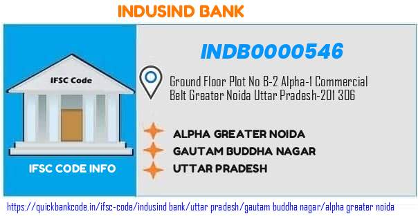 Indusind Bank Alpha Greater Noida INDB0000546 IFSC Code