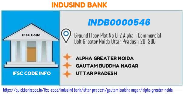 INDB0000546 Indusind Bank. ALPHA   GREATER NOIDA