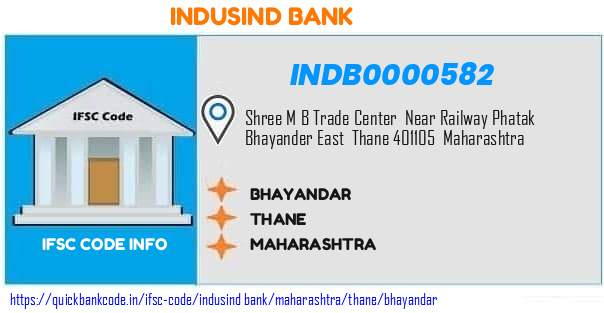 Indusind Bank Bhayandar INDB0000582 IFSC Code