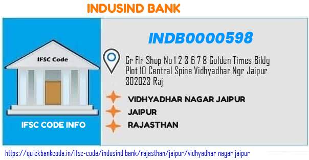 INDB0000598 Indusind Bank. VIDHYADHAR NAGAR JAIPUR