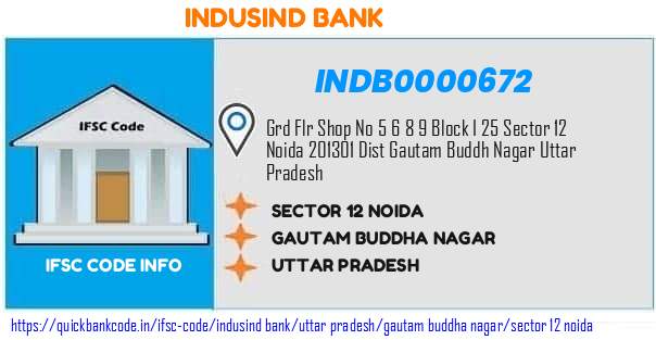Indusind Bank Sector 12 Noida INDB0000672 IFSC Code