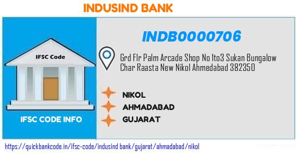 Indusind Bank Nikol INDB0000706 IFSC Code