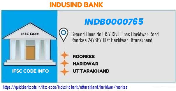 Indusind Bank Roorkee INDB0000765 IFSC Code