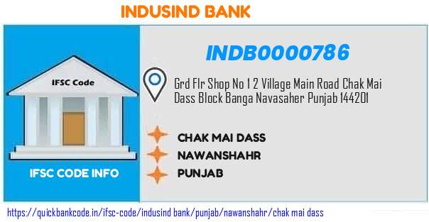 Indusind Bank Chak Mai Dass INDB0000786 IFSC Code