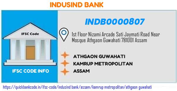 Indusind Bank Athgaon Guwahati INDB0000807 IFSC Code