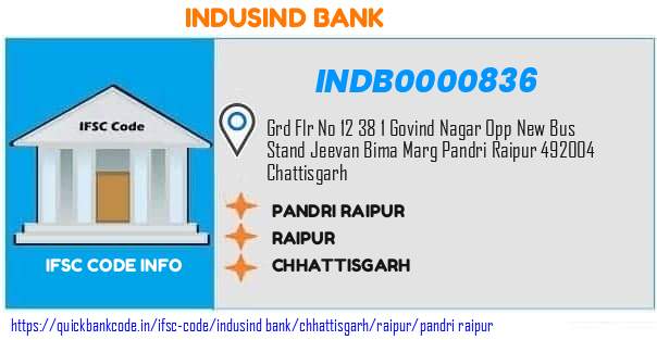 Indusind Bank Pandri Raipur INDB0000836 IFSC Code