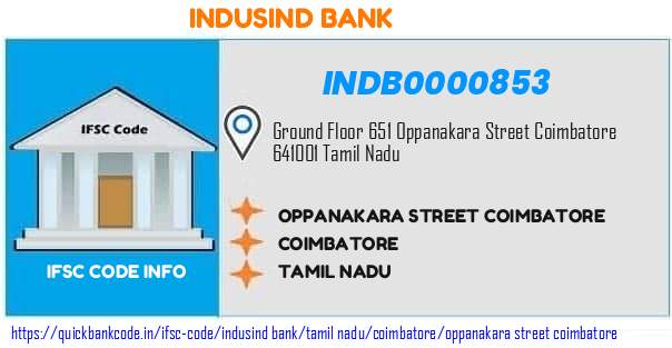 Indusind Bank Oppanakara Street Coimbatore INDB0000853 IFSC Code