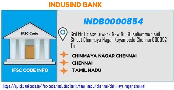 Indusind Bank Chinmaya Nagar Chennai INDB0000854 IFSC Code