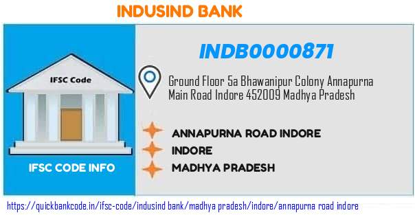 Indusind Bank Annapurna Road Indore INDB0000871 IFSC Code