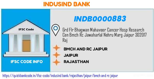 Indusind Bank Bmch And Rc Jaipur INDB0000883 IFSC Code