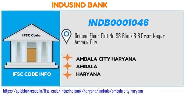 Indusind Bank Ambala City Haryana INDB0001046 IFSC Code