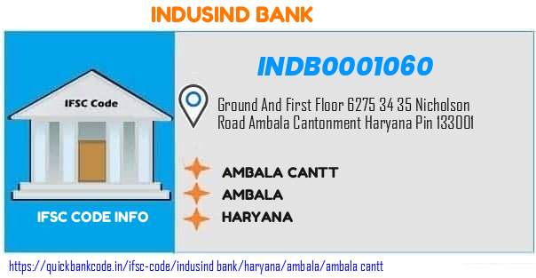 Indusind Bank Ambala Cantt INDB0001060 IFSC Code