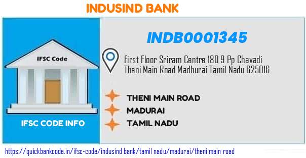 Indusind Bank Theni Main Road INDB0001345 IFSC Code