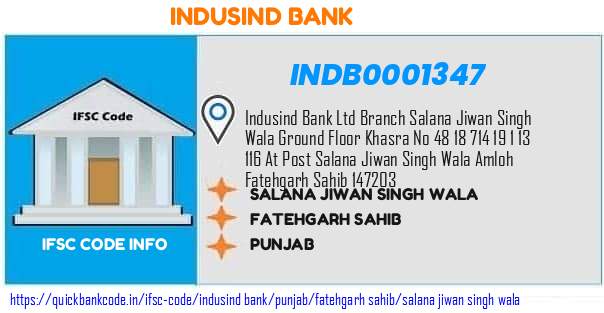 Indusind Bank Salana Jiwan Singh Wala INDB0001347 IFSC Code