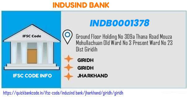Indusind Bank Giridh INDB0001378 IFSC Code