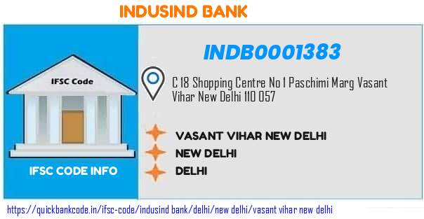 Indusind Bank Vasant Vihar New Delhi INDB0001383 IFSC Code