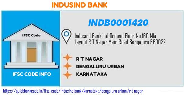 Indusind Bank R T Nagar INDB0001420 IFSC Code