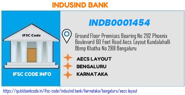 Indusind Bank Aecs Layout INDB0001454 IFSC Code