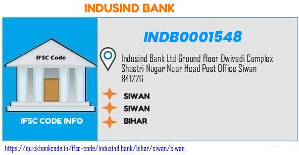 Indusind Bank Siwan INDB0001548 IFSC Code