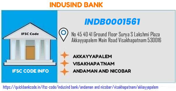 Indusind Bank Akkayyapalem INDB0001561 IFSC Code