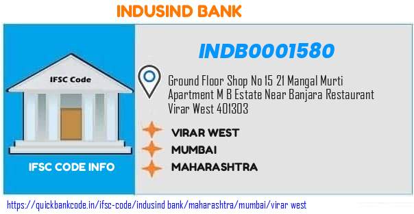 Indusind Bank Virar West INDB0001580 IFSC Code