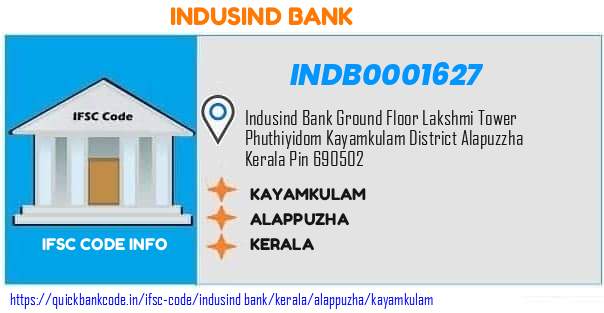 Indusind Bank Kayamkulam INDB0001627 IFSC Code