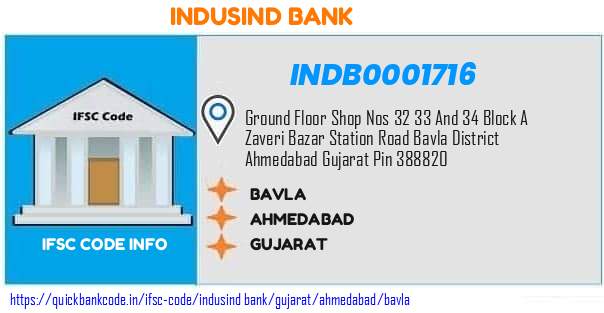 Indusind Bank Bavla INDB0001716 IFSC Code
