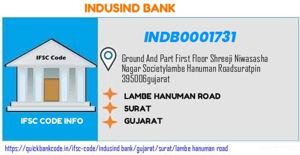 Indusind Bank Lambe Hanuman Road INDB0001731 IFSC Code