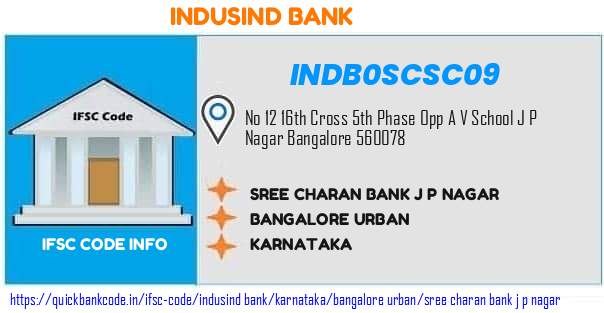 Indusind Bank Sree Charan Bank J P Nagar INDB0SCSC09 IFSC Code