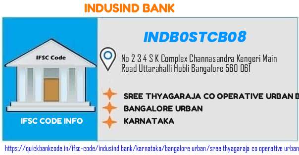 Indusind Bank Sree Thyagaraja Co Operative Urban Bank  Uttarahalli INDB0STCB08 IFSC Code