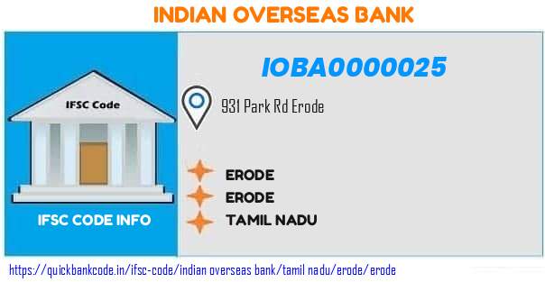 Indian Overseas Bank Erode IOBA0000025 IFSC Code