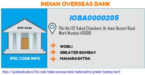 IOBA0000205 Indian Overseas Bank. WORLI