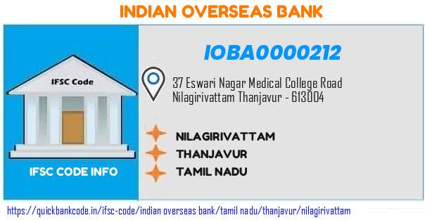 Indian Overseas Bank Nilagirivattam IOBA0000212 IFSC Code