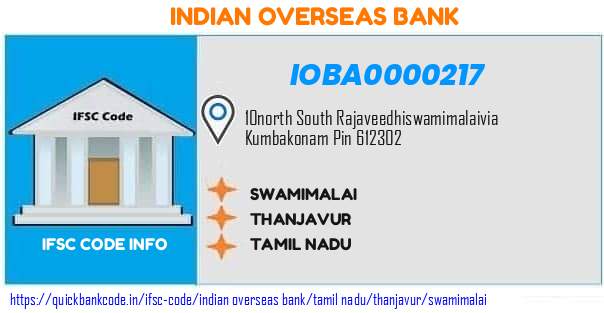 IOBA0000217 Indian Overseas Bank. SWAMIMALAI