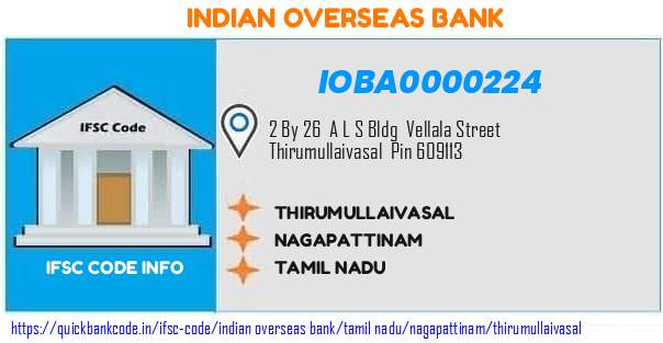 Indian Overseas Bank Thirumullaivasal IOBA0000224 IFSC Code