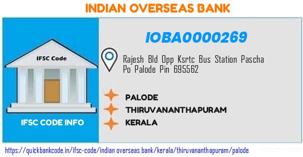 Indian Overseas Bank Palode IOBA0000269 IFSC Code