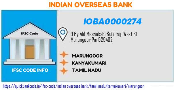 Indian Overseas Bank Marungoor IOBA0000274 IFSC Code