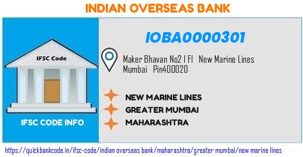 Indian Overseas Bank New Marine Lines IOBA0000301 IFSC Code